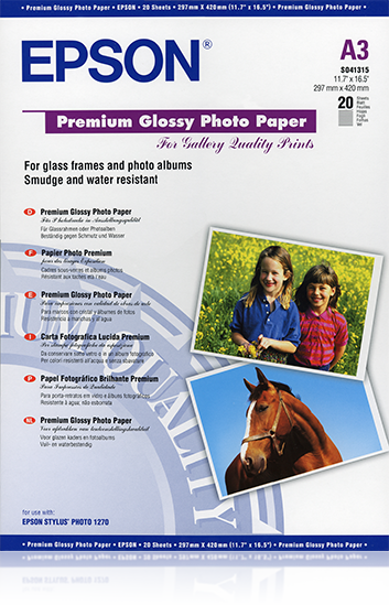 EPSON Fotopapier S041315 DIN A3 glaenzend 255 gqm 20 Blatt