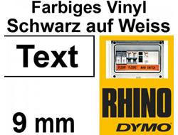 Dymo Rhino Vinyl Schwarz auf Weiß 9 mm
