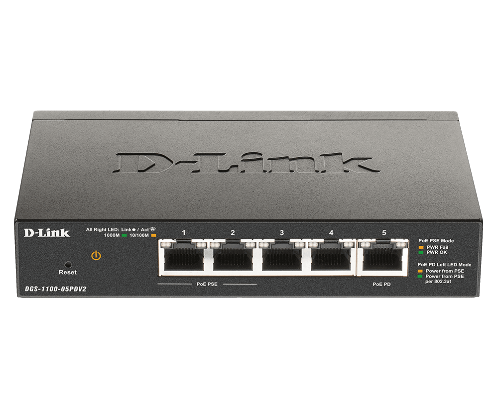 D-Link DGS-1100-05PDV2 5-Port Gigabit Smart Switch