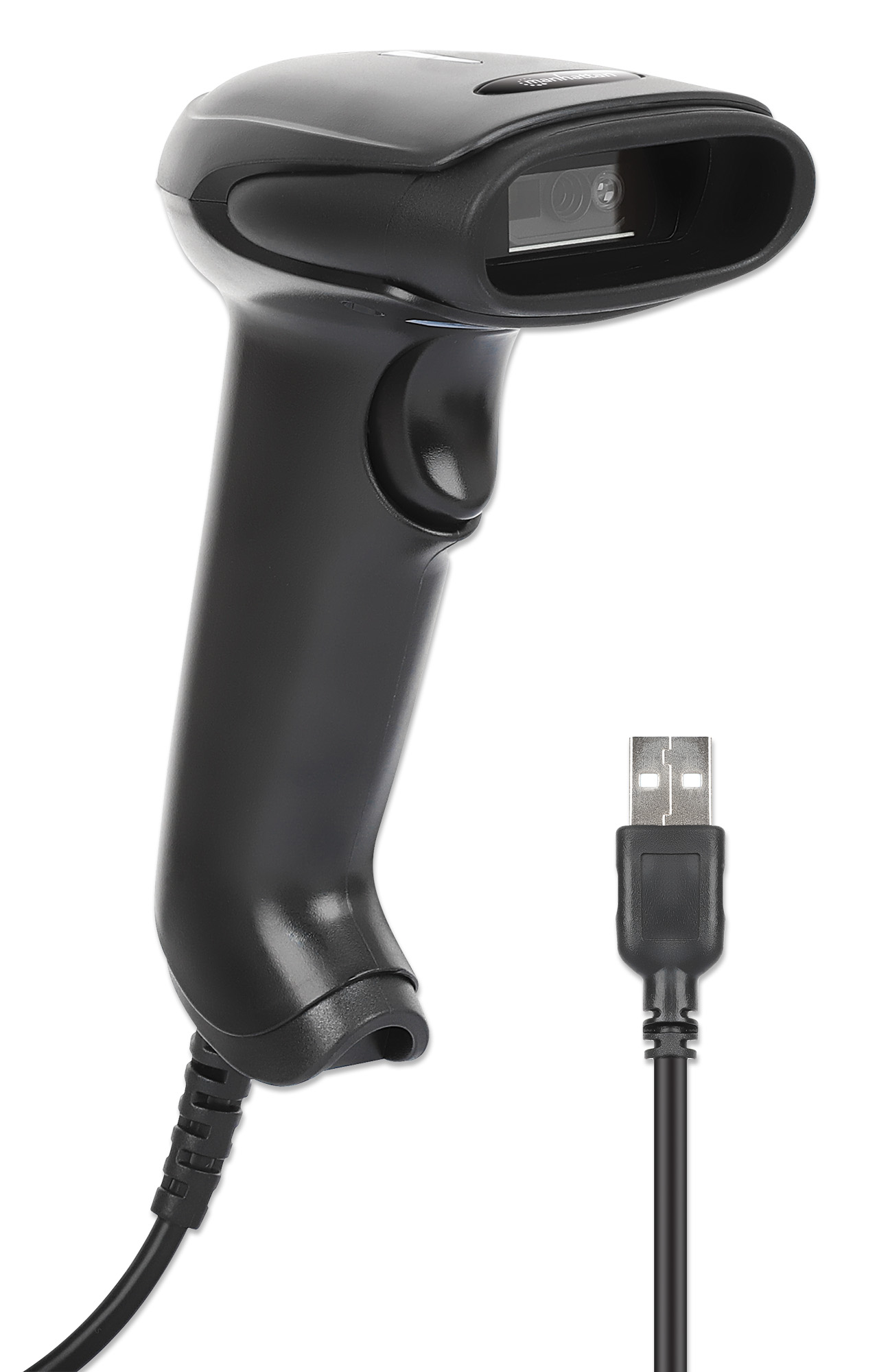 Manhattan 2D LED Barcodescanner 320mm 1,4m USB-Kabel Schwarz