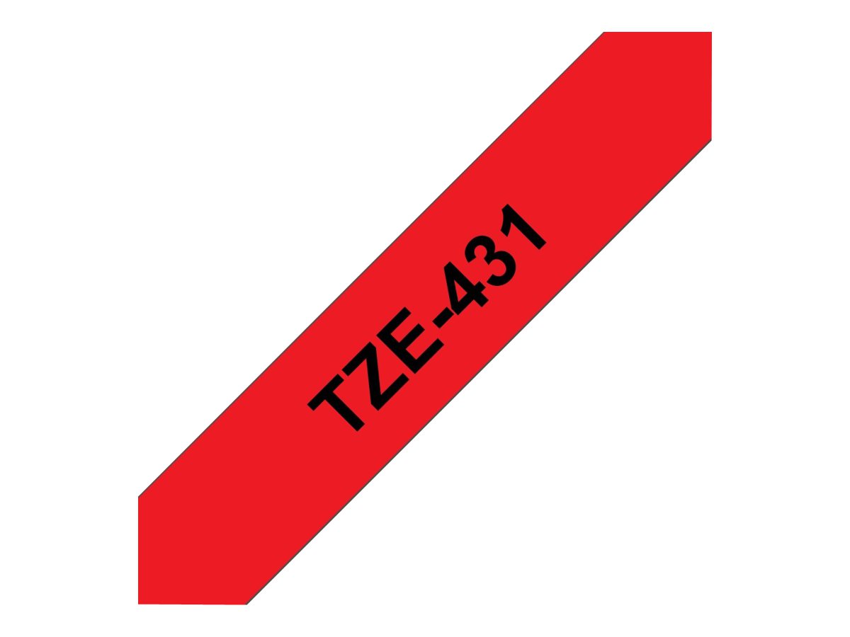 Brother TZe-431 12mm Schwarz auf Rot