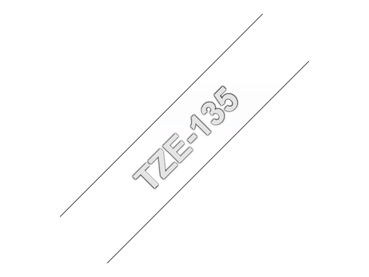Brother TZe-135 Schriftband 12mm weiß/transparent