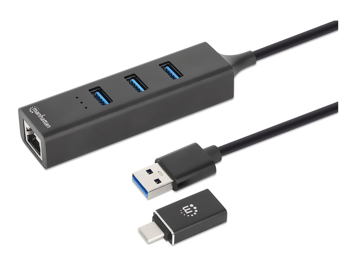 Manhattan USB-C/A Kombo-Hub Netzwerkadapter