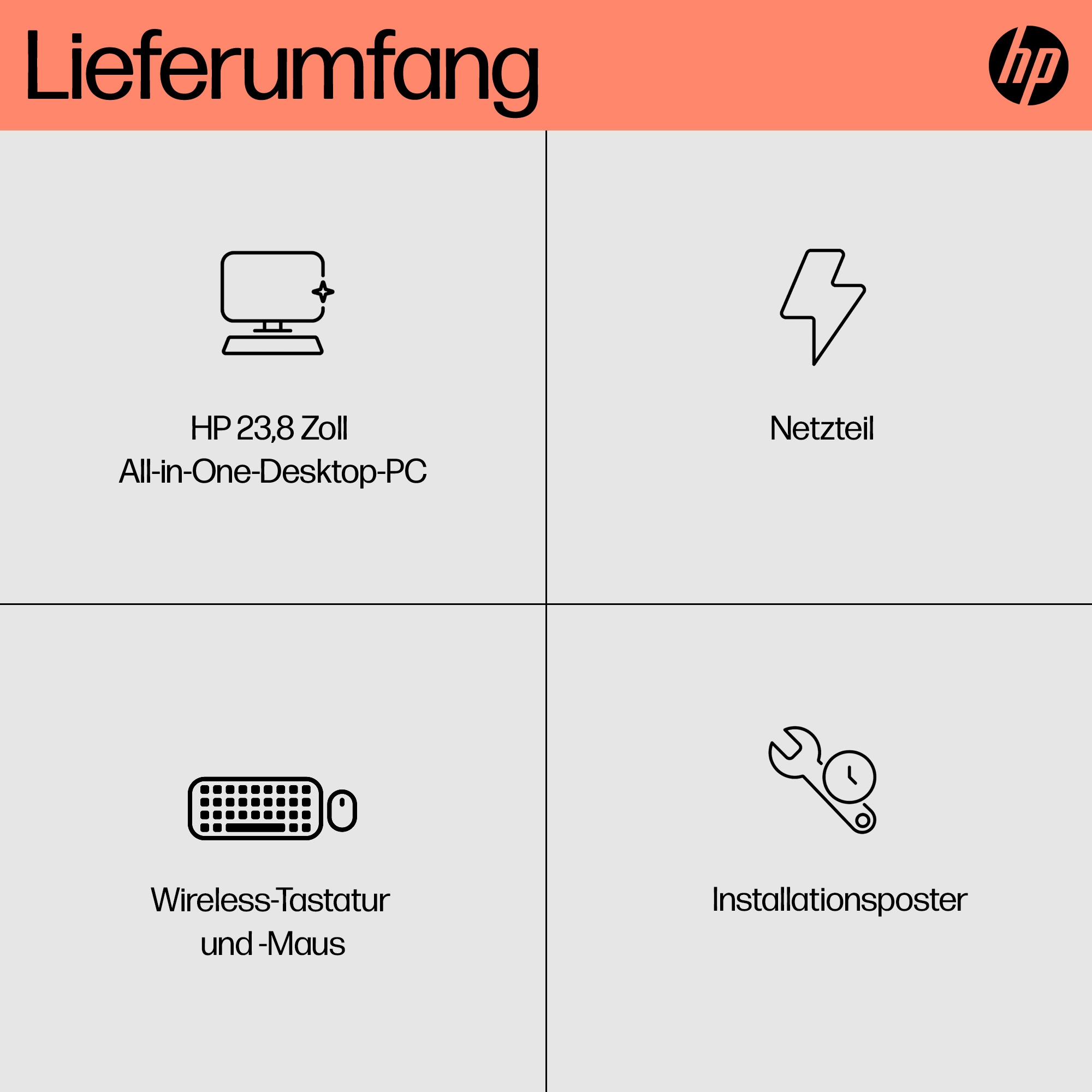 HP 24cr0009ng AllinOne PC, 8 GB RAM, 512 GB SSD, AMD Ryzen 3 7320U