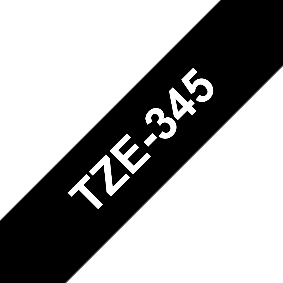 Brother TZe-345 18mm Weiß auf Schwarz