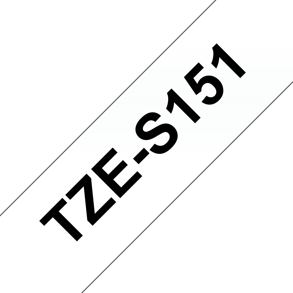Brother TZe-S151 Schwarz auf Transparent extra starker Klebstoff