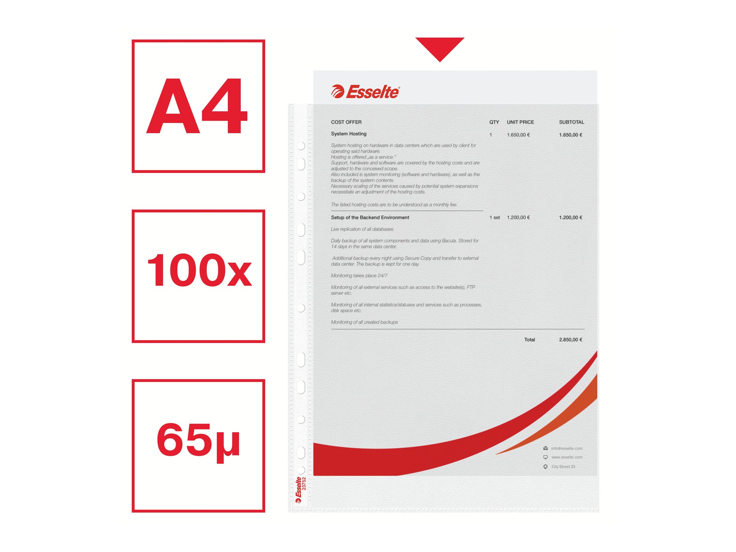 Esselte Leitz Schutzhülle A4 transparent 0,07 mm
