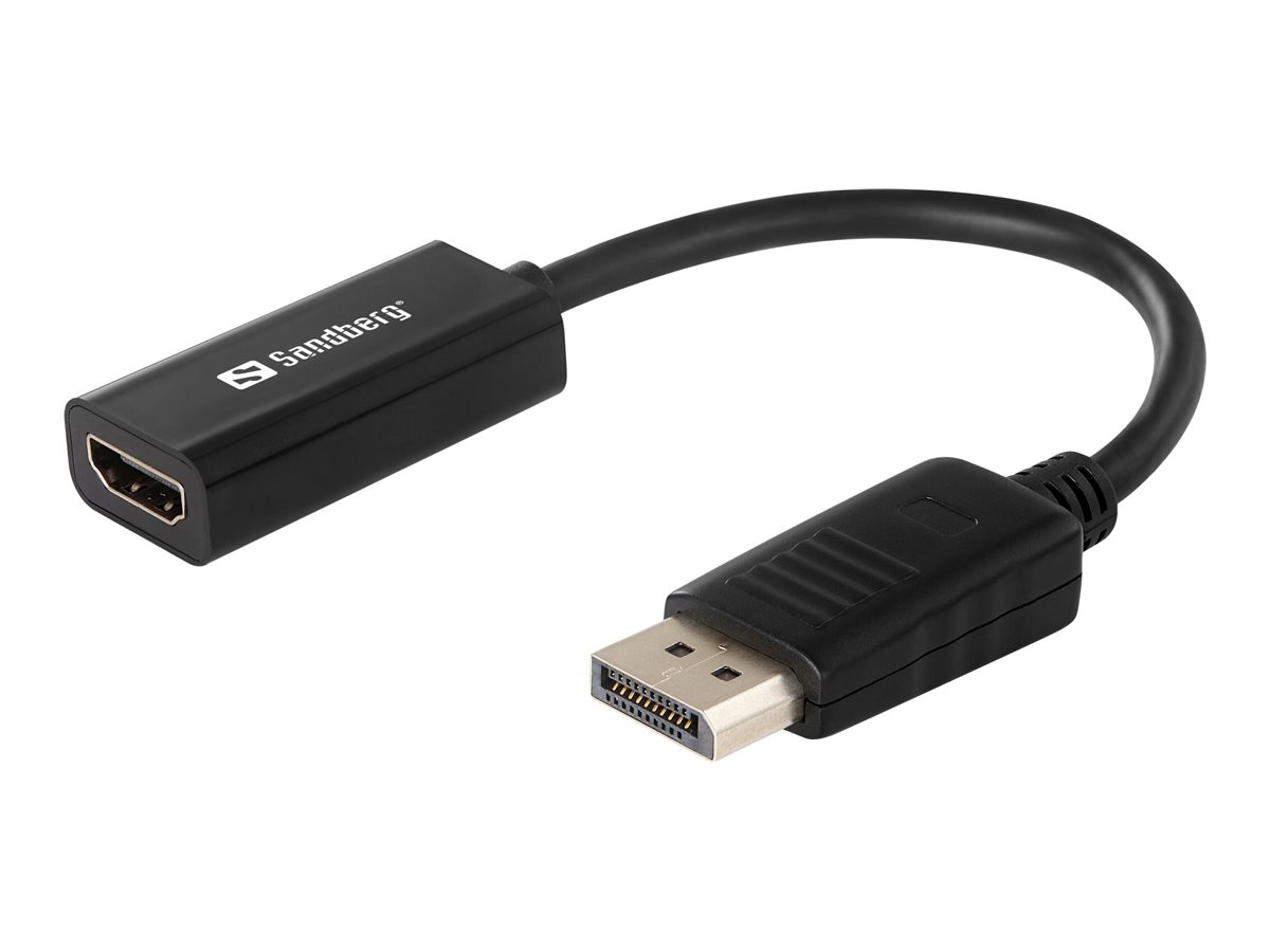SANDBERG Adapter DisplayPort zu HDMI konvertiert DP DisplayPort Ausgang zu HDMI Video und Audio