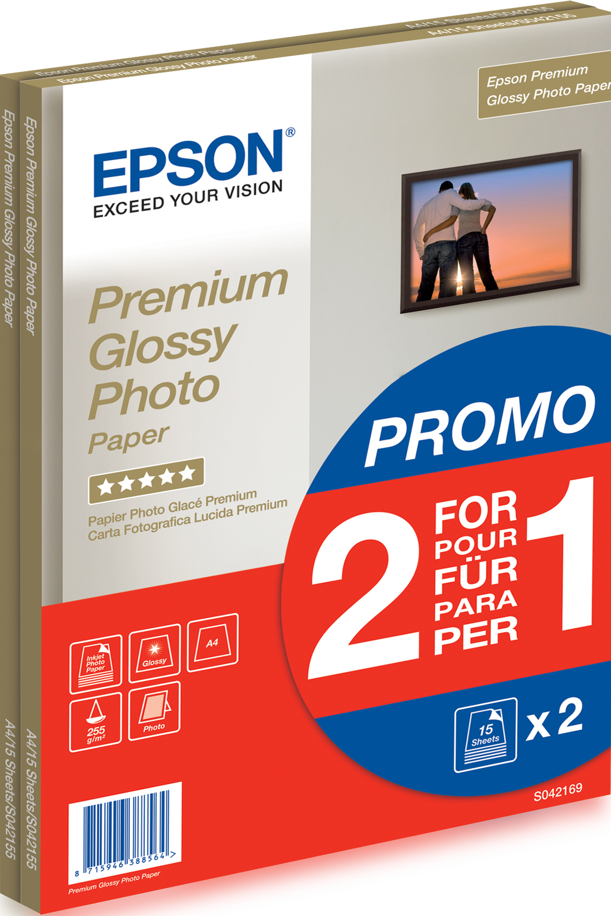EPSON Fotopapier S042169 DIN A4 glaenzend 255 gqm 2x 15 Blatt