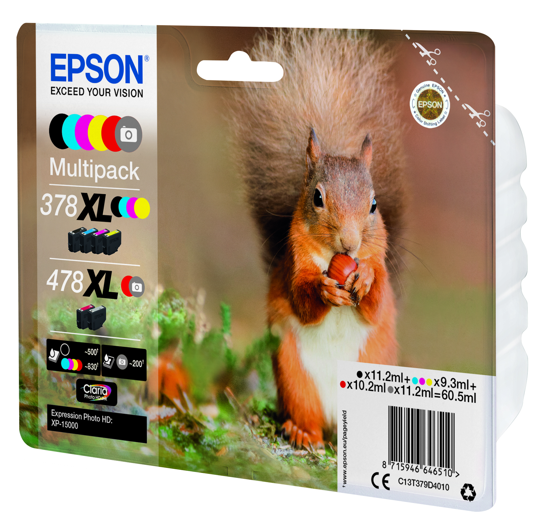 EPSON 378XL478XL T379D4 schwarz, cyan, magenta, gelb, rot, grau Druckerpatronen, 6erSet