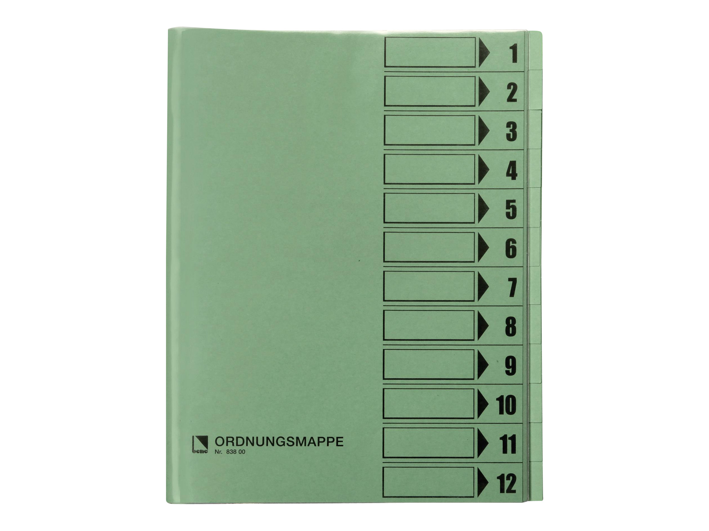 Bene Gliederungsordner 12 Fächer Grün