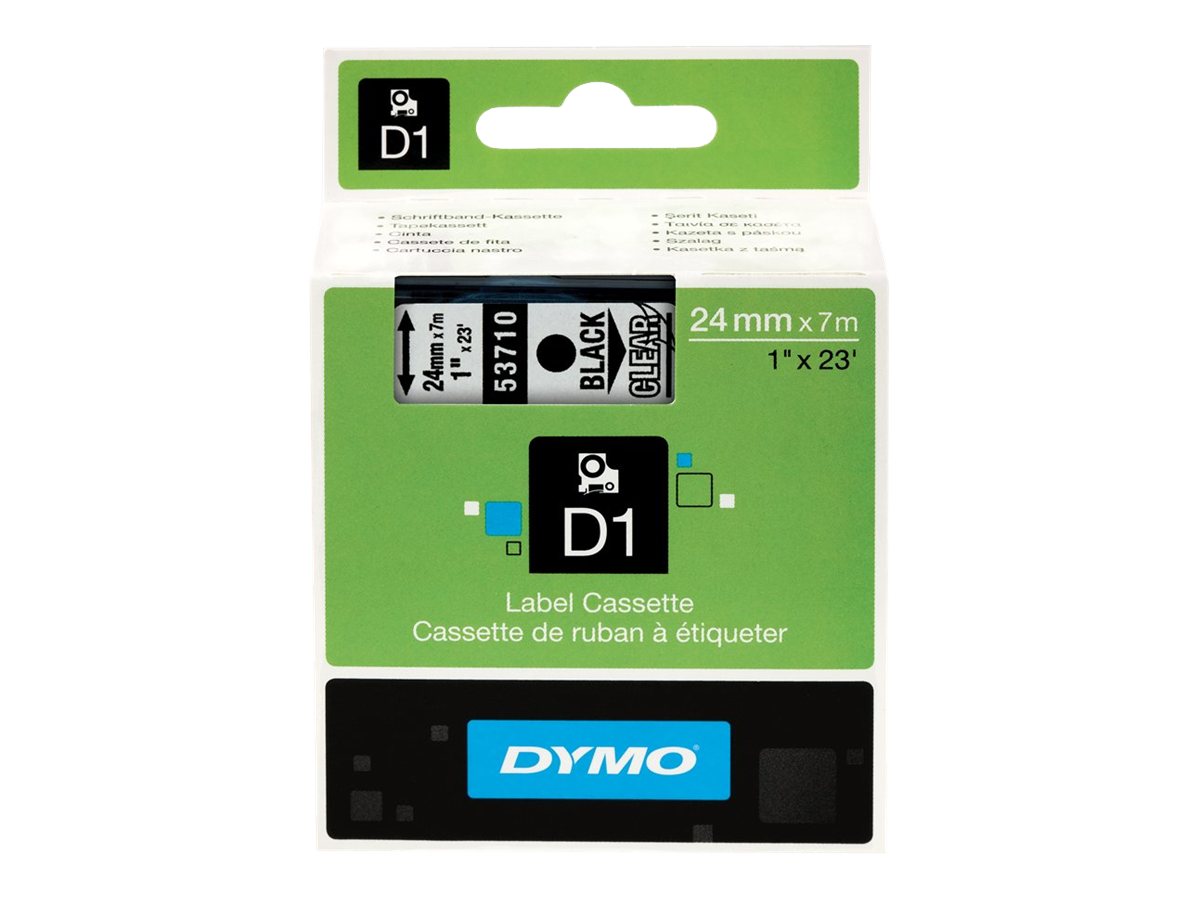 Dymo D1 24mm Schwarz auf Transparent Selbstklebend