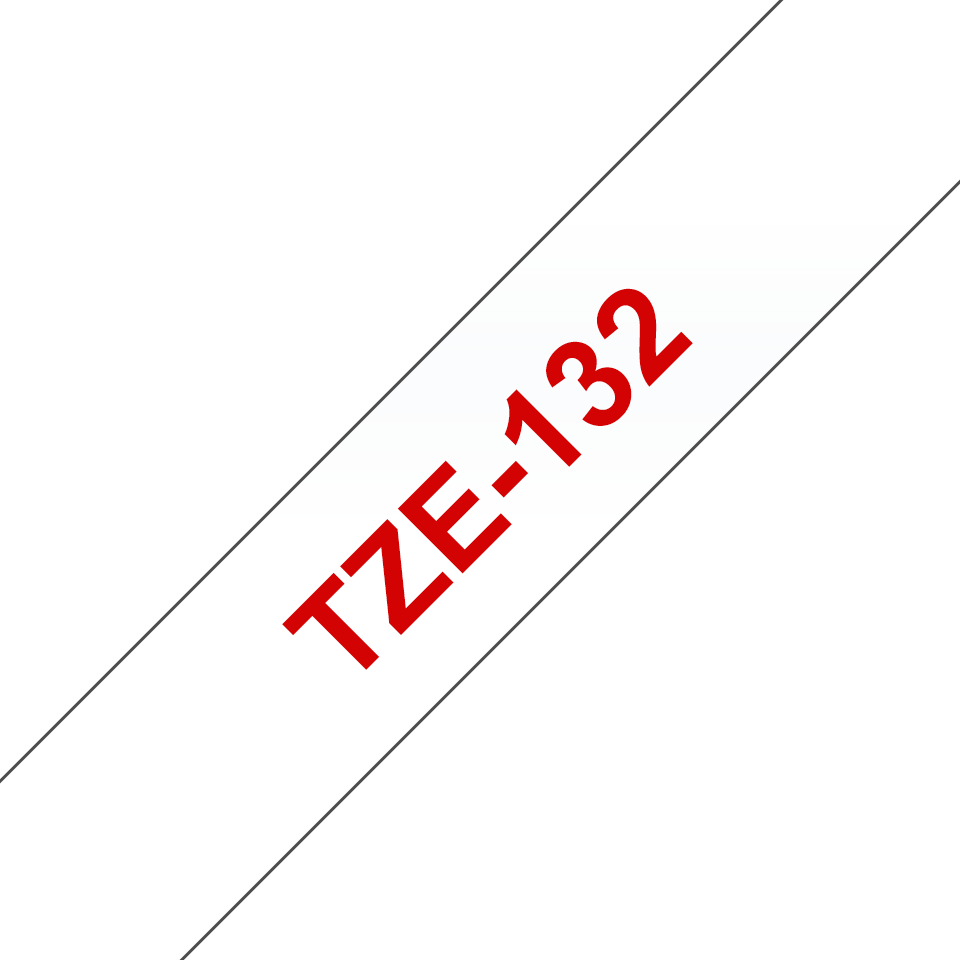 Brother TZe-132 Rot auf Transparent 12mm x 8m