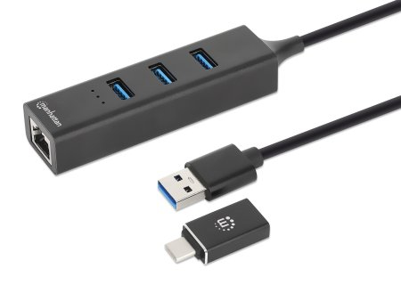 Manhattan USB-C/A Kombo-Hub Netzwerkadapter