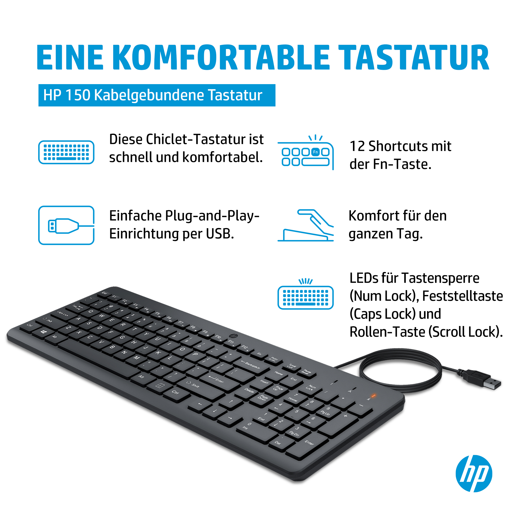 HP 150 Tastatur USB-A Deutsch