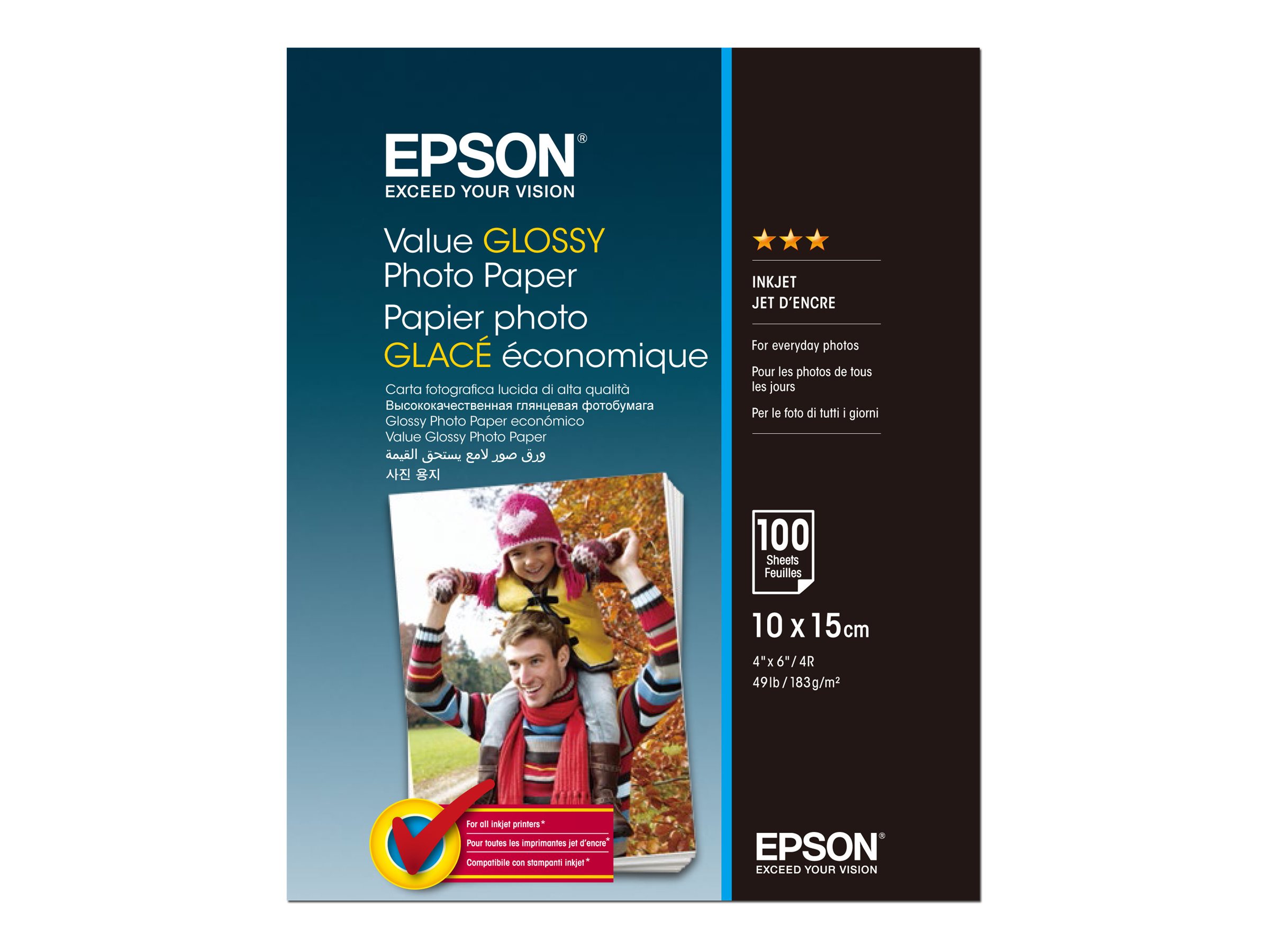 EPSON Fotopapier S400039 10,0 x 15,0 cm hochglaenzend 183 gqm 100 Blatt