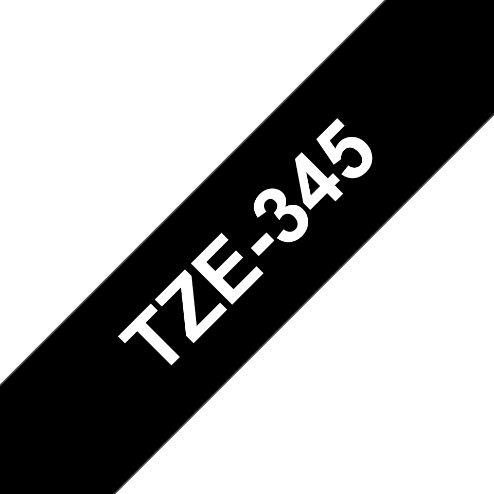 Brother TZe-345 18mm Weiß auf Schwarz