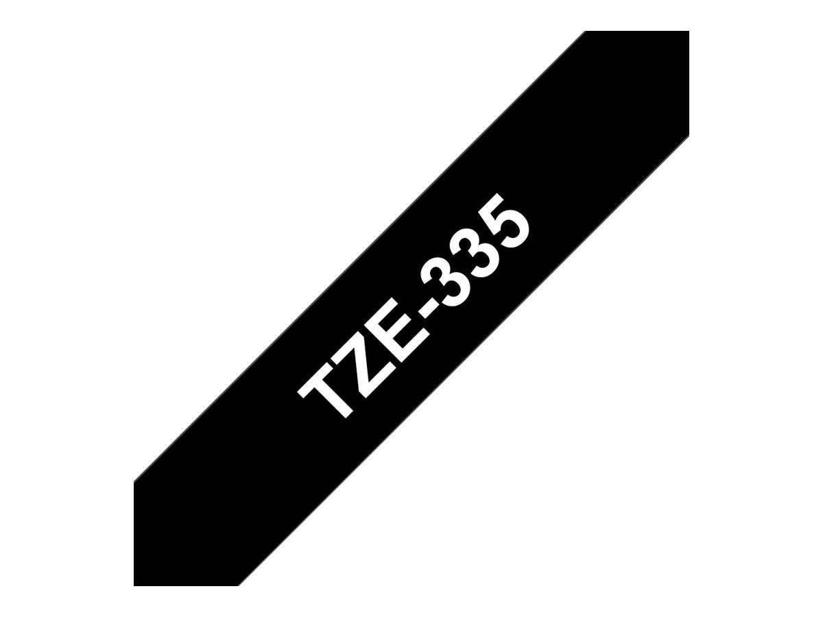 Brother TZe-335 Weiß auf Schwarz 12mm