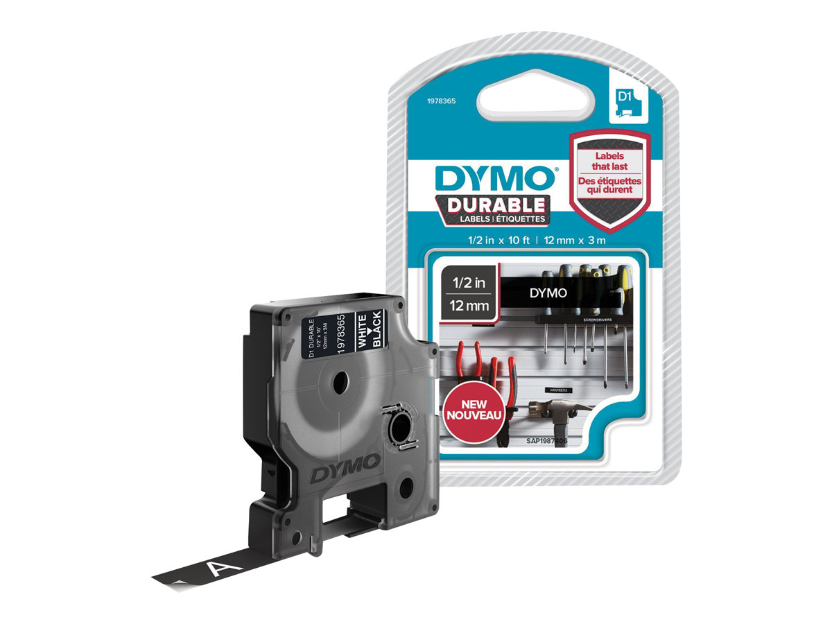 Dymo D1 Weiß auf Schwarz 12 mm