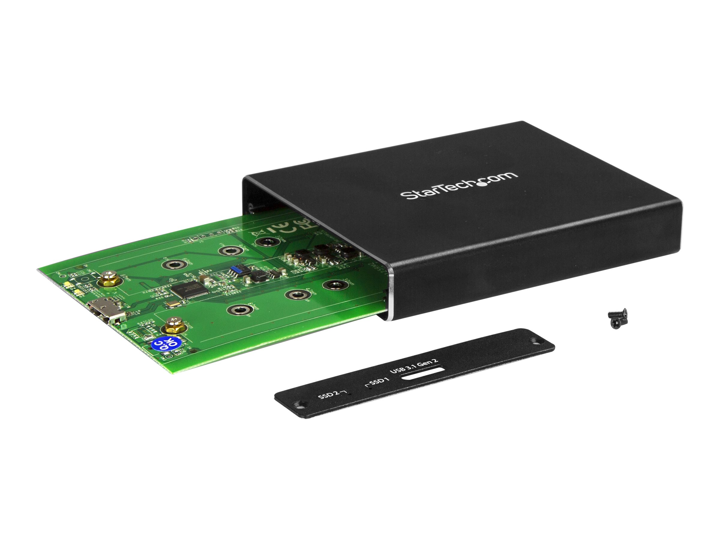 STARTECHCOM SSD Festplattengehäuse für zwei M2 Festplatten USB 31 Type C NGFF USB C Kabel USB 31 Case zu 2x M2 Adapter