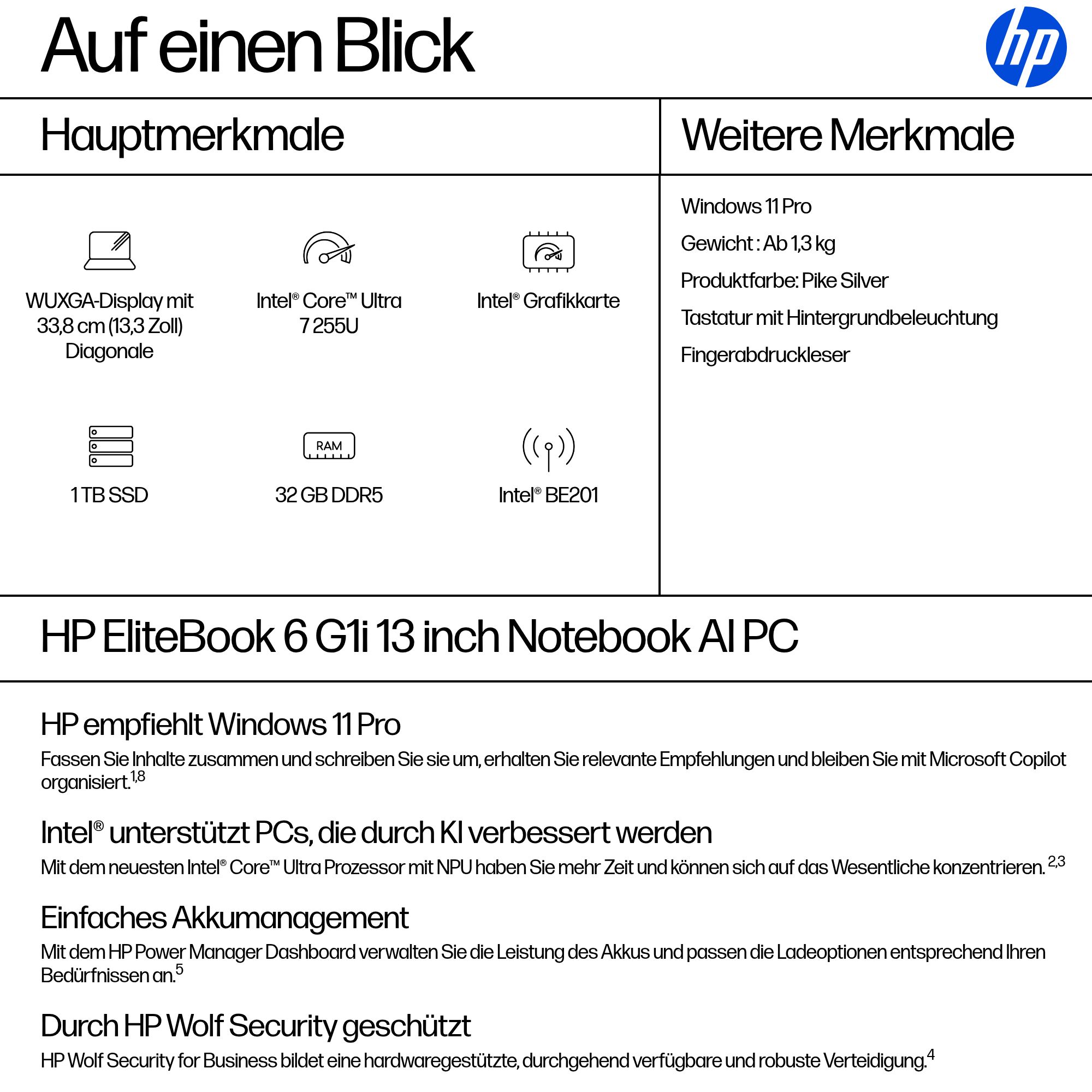 HP EliteBook 6 G1i 13.3" Intel Core Ultra 7 255U 32 GB RAM 1 TB SSD