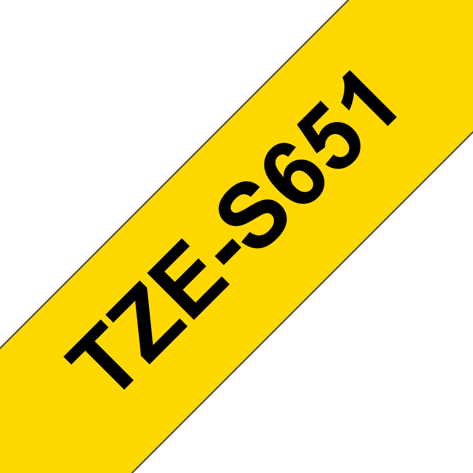Brother TZe-S651 Schwarz auf Gelb extra starker Klebstoff