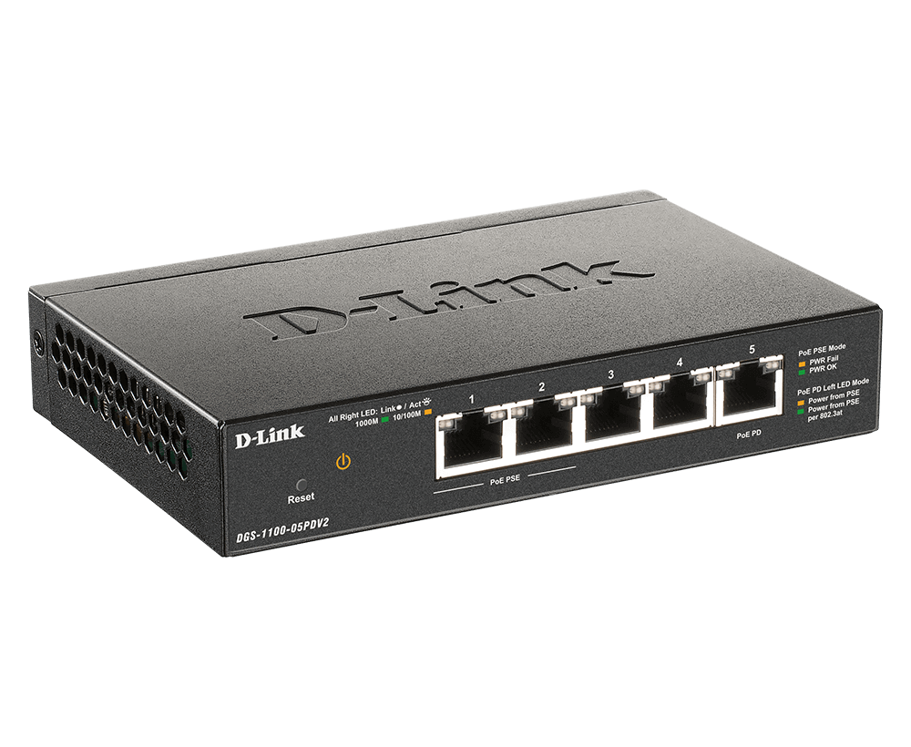 D-Link DGS-1100-05PDV2 5-Port Gigabit Smart Switch