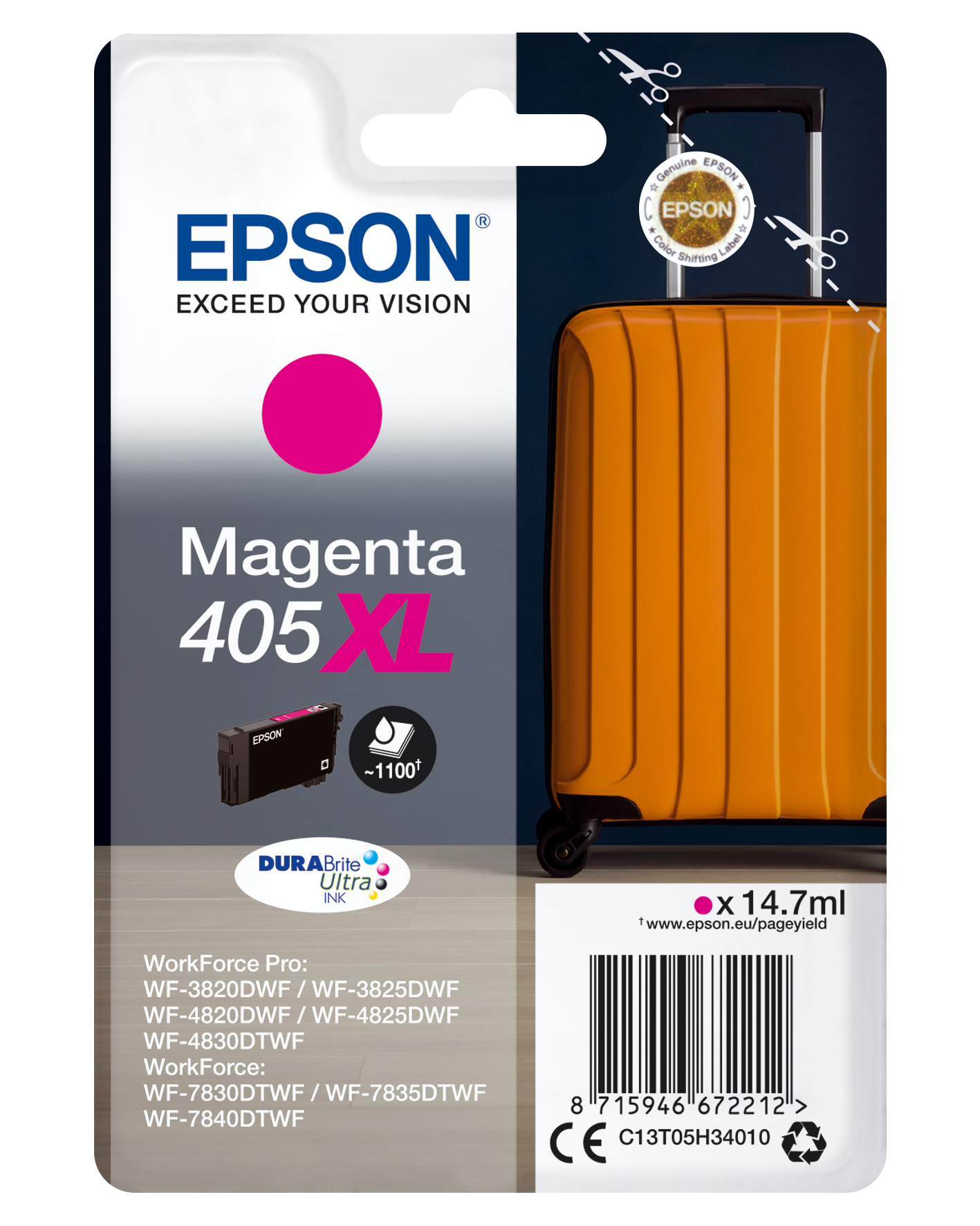 EPSON 2LB Singlepack Magenta 405XL DURABrite Ultra Ink ws