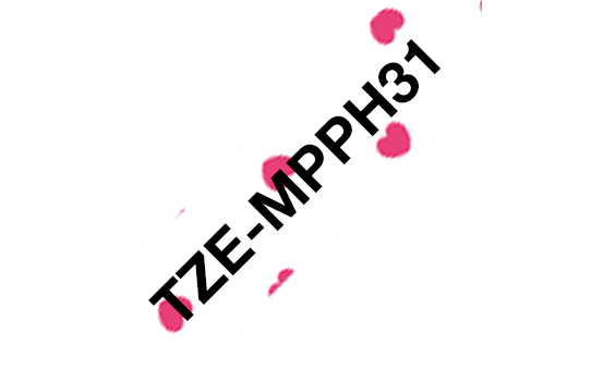 Brother TZe-MPPH31 Schwarz auf rosafarbenen Herzen
