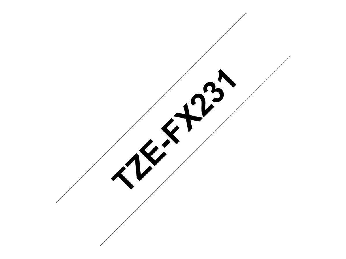 Brother TZe-FX231 Klebstoff Schwarz auf Weiß