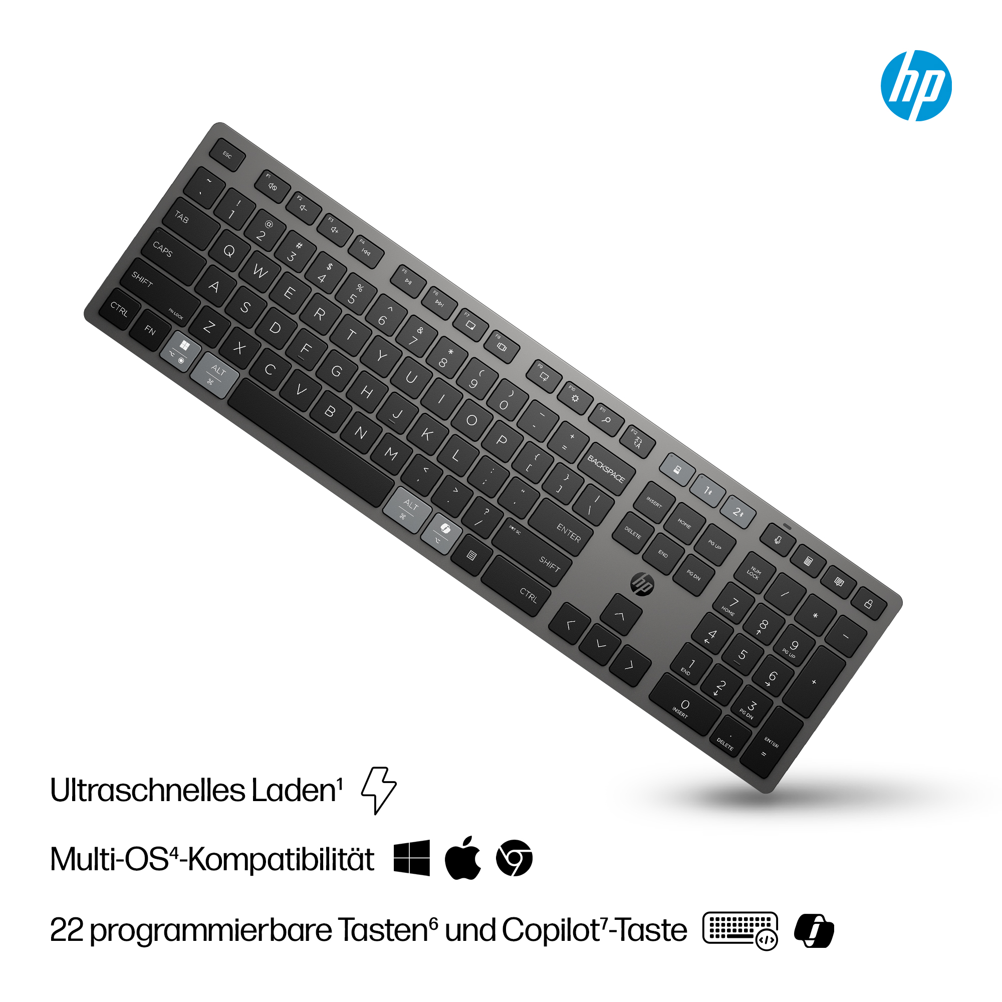 HP 720 DualMode Rechargeable Wireless KeyboardGR P