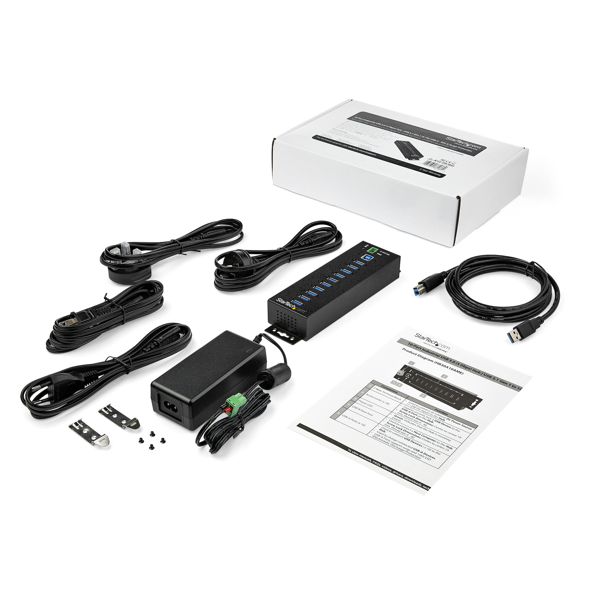 StarTech.com USB 3.0 Hub 10-Port Din-Rail