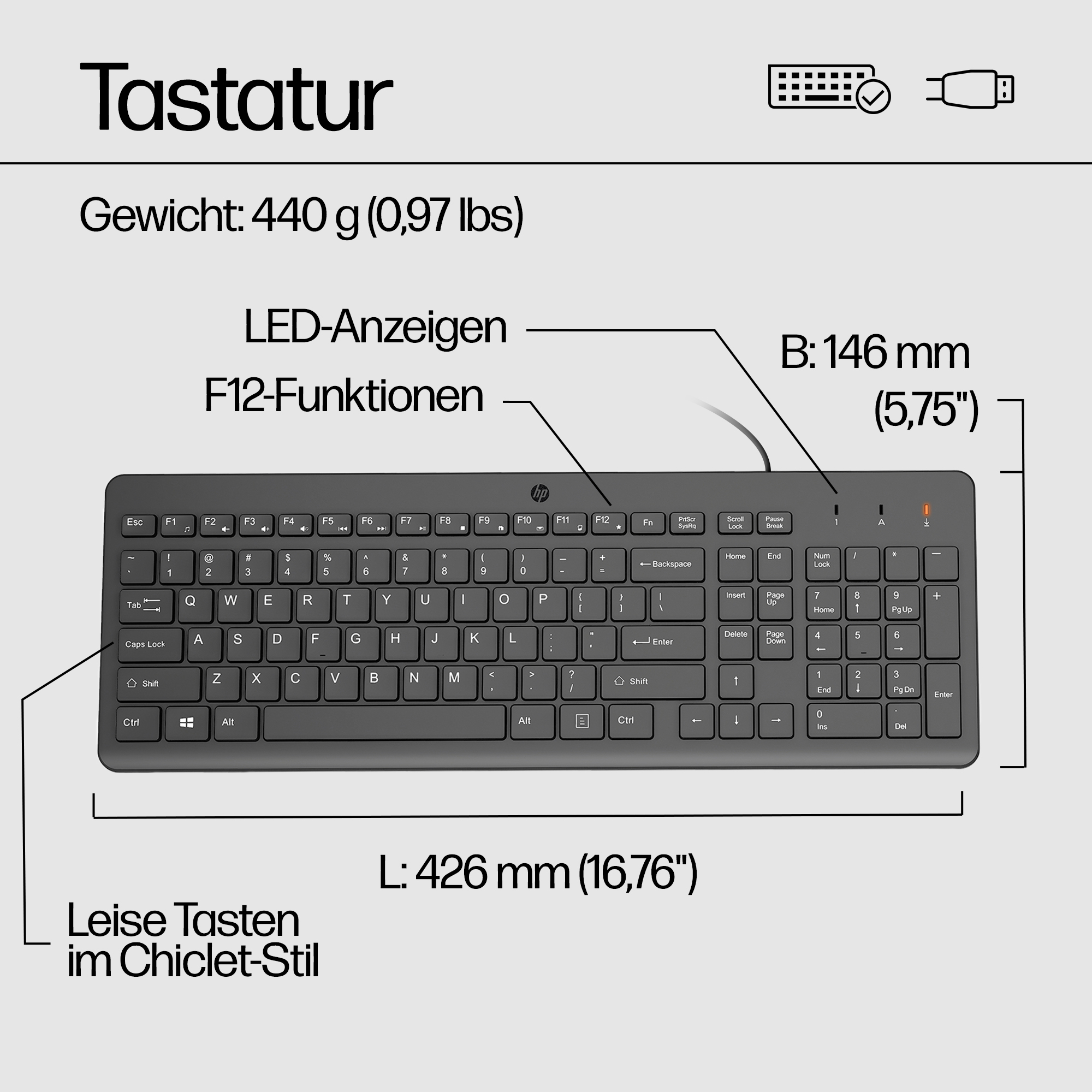 HP 150 Tastatur-Maus-Set USB
