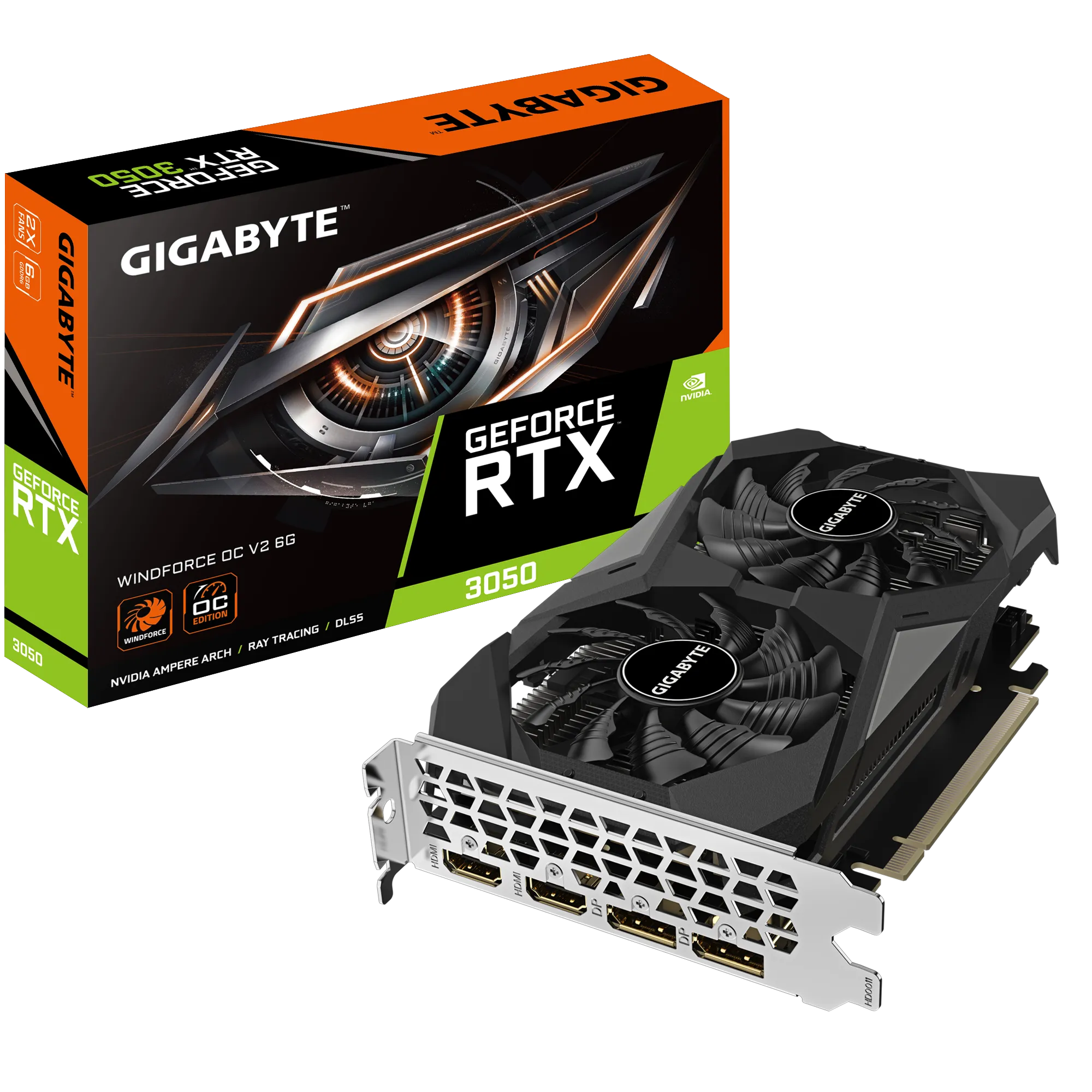 Gigabyte RTX3050 WINDFORCE OC V2 6GB 2xHDMI 2xDP