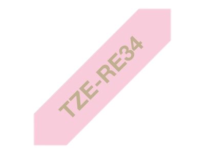 Brother TZe-RE34 Schriftband gold auf pink
