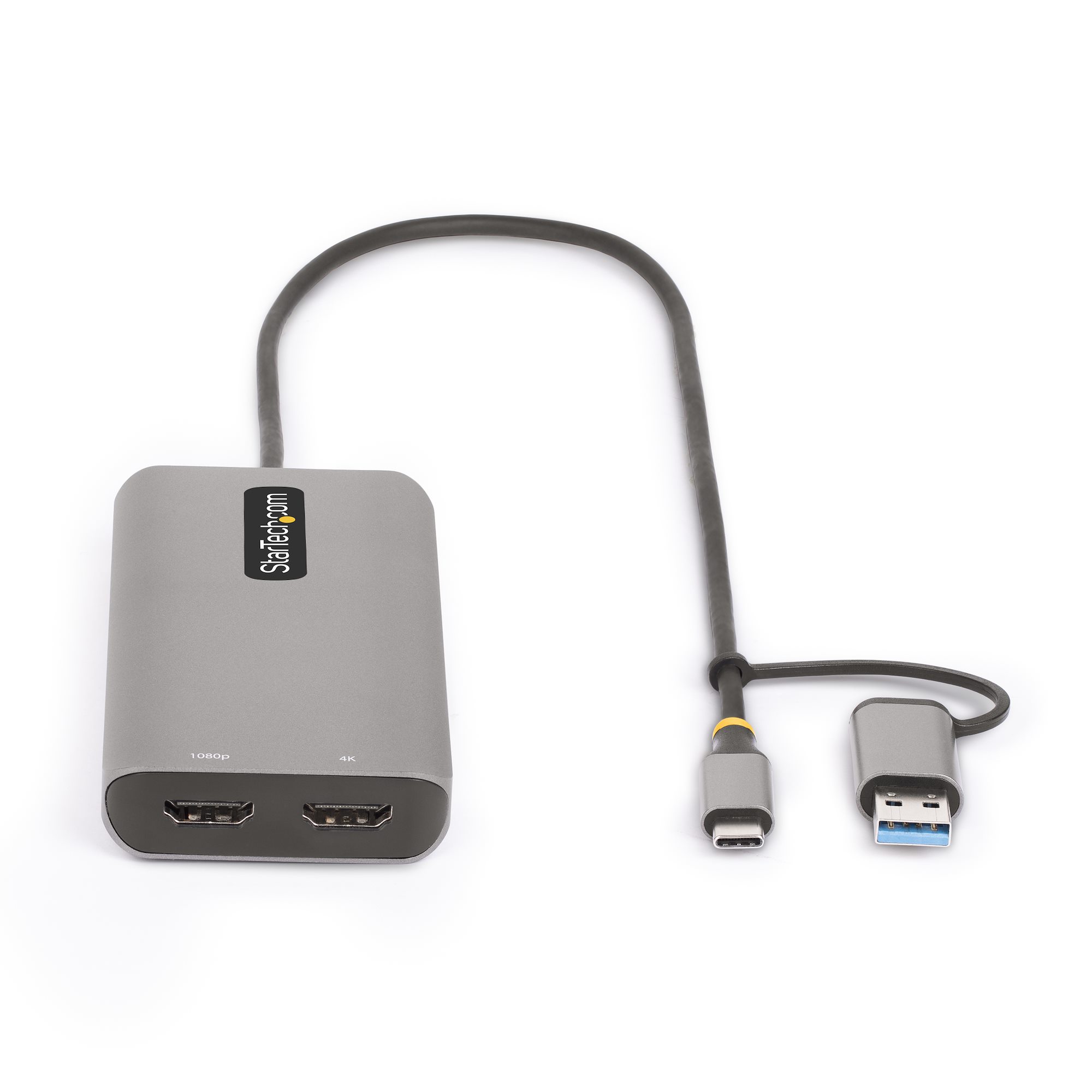 STARTECHCOM USBC and USBA Multiport Adapter Dual HDMI 4K1080p 3Port USB Hub USBC to A Dongle Mini Travel Laptop Docking Station