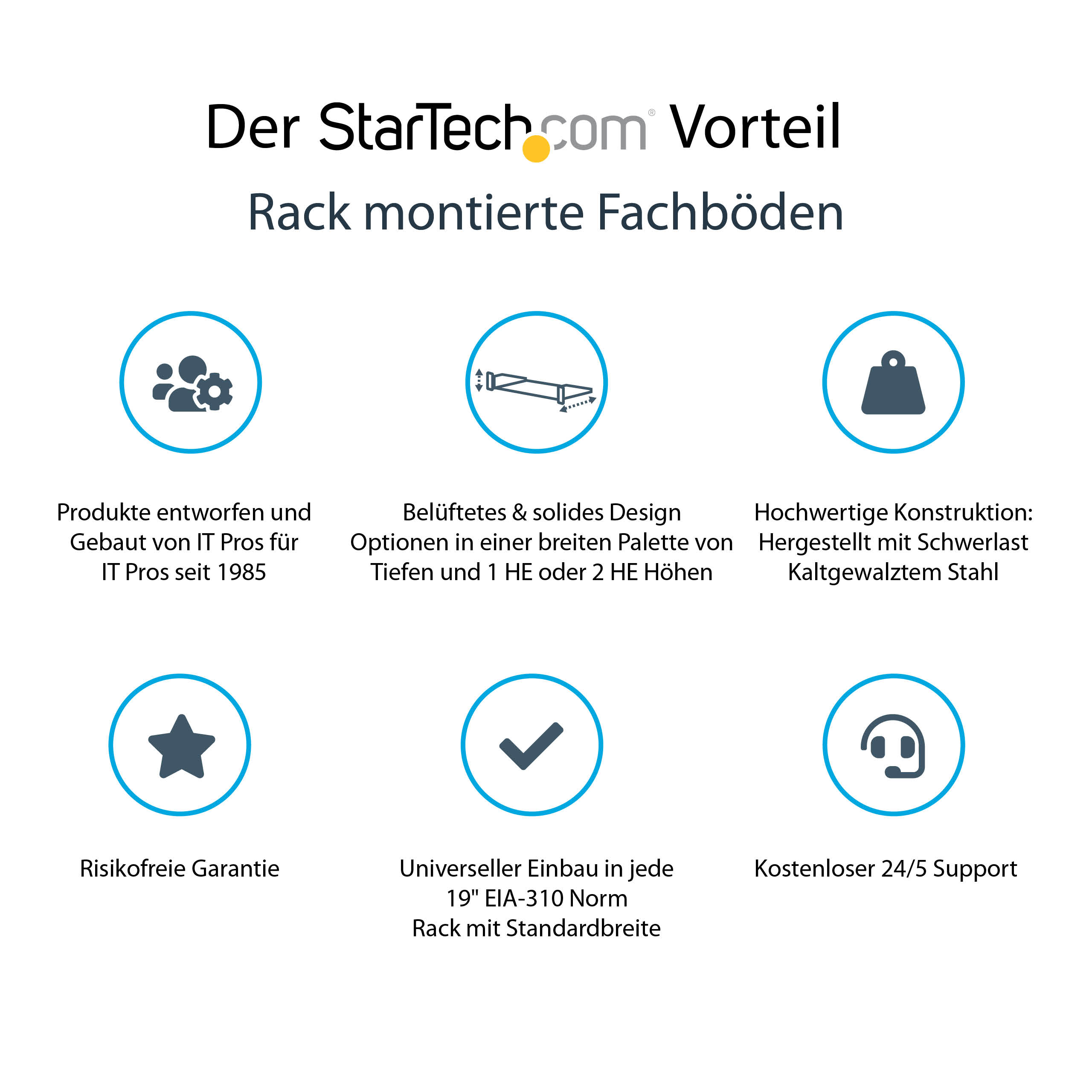 StarTech 2U Universal Rack Fachboden belüftet 16 Zoll