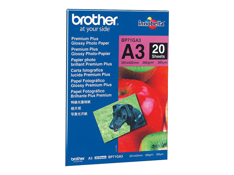 brother Fotopapier BP71GA3 DIN A3 glänzend 260 gqm 20 Blatt