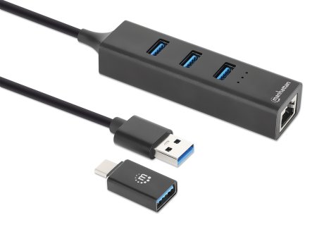 Manhattan USB-C/A Kombo-Hub Netzwerkadapter