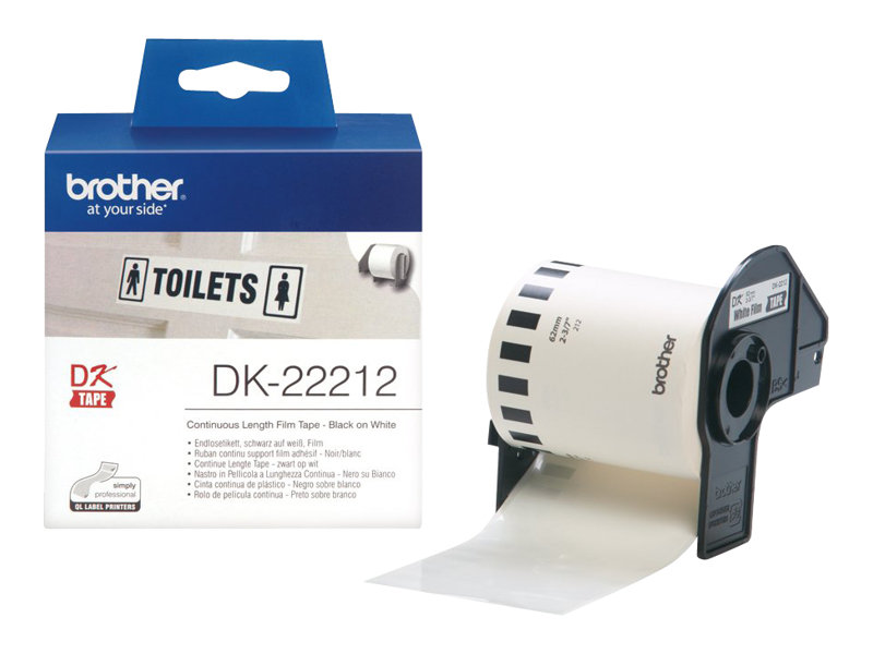 Brother DK-22212 Etikettenfilm Weiß Permanentklebstoff 62mm x 15,2m