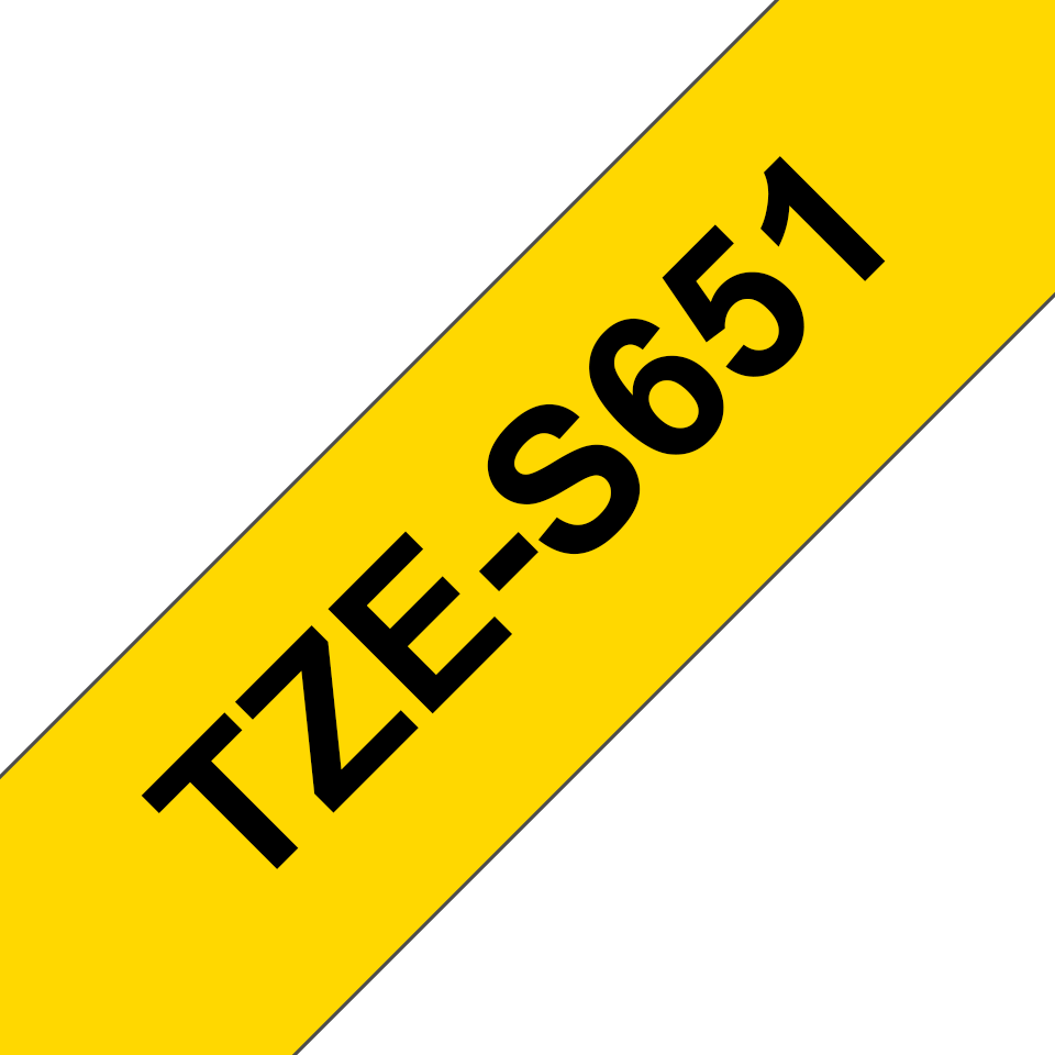 Brother TZe-S651 Schwarz auf Gelb extra starker Klebstoff