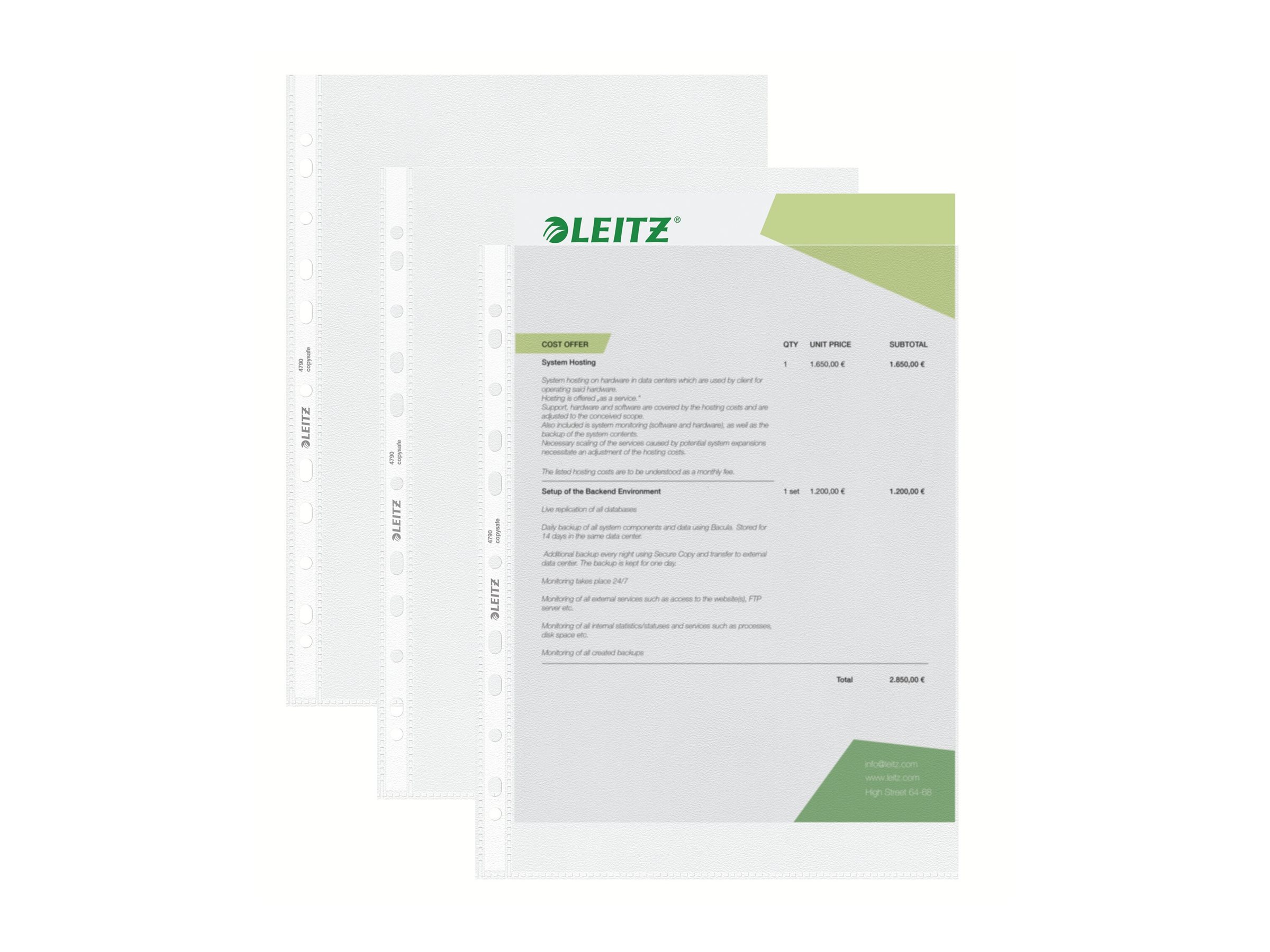 Esselte Leitz Prospekthüllen transparent genarbt DIN A4 0,085 mm