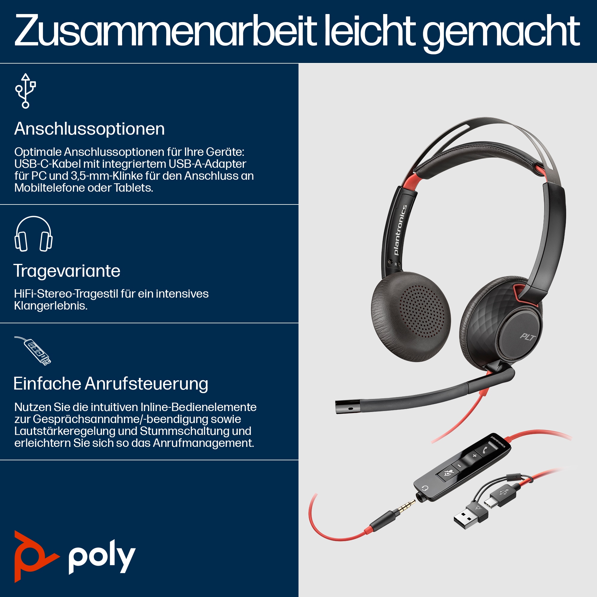 Poly Blackwire 5220 Headset On-Ear