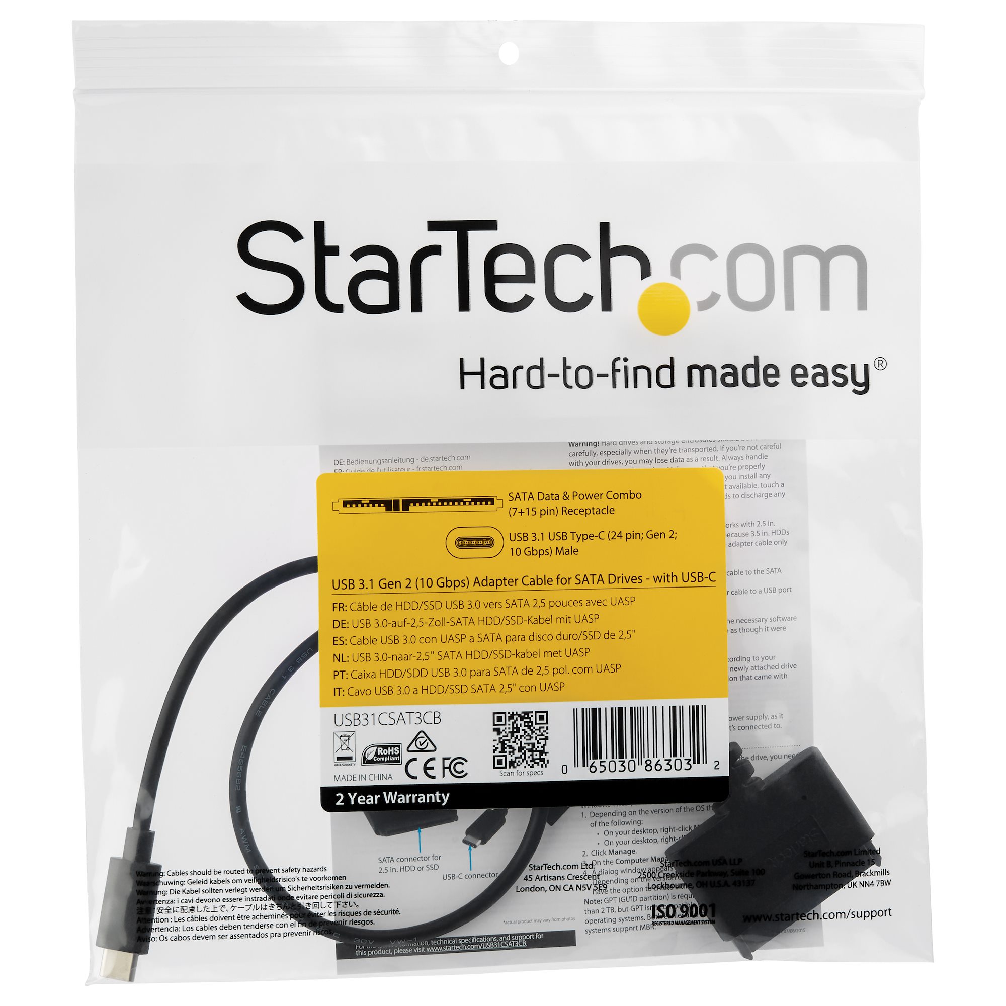StarTech.com USB-C zu SATA Adapter 2,5 Zoll USB 3.1 Gen 2