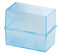 HAN A8 Karteikasten DIN A8 300 Karteikarten blau transparent mit Deckel