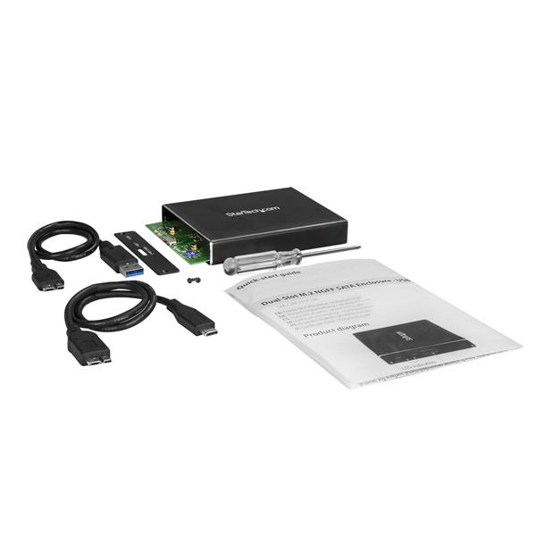 STARTECHCOM SSD Festplattengehäuse für zwei M2 Festplatten USB 31 Type C NGFF USB C Kabel USB 31 Case zu 2x M2 Adapter