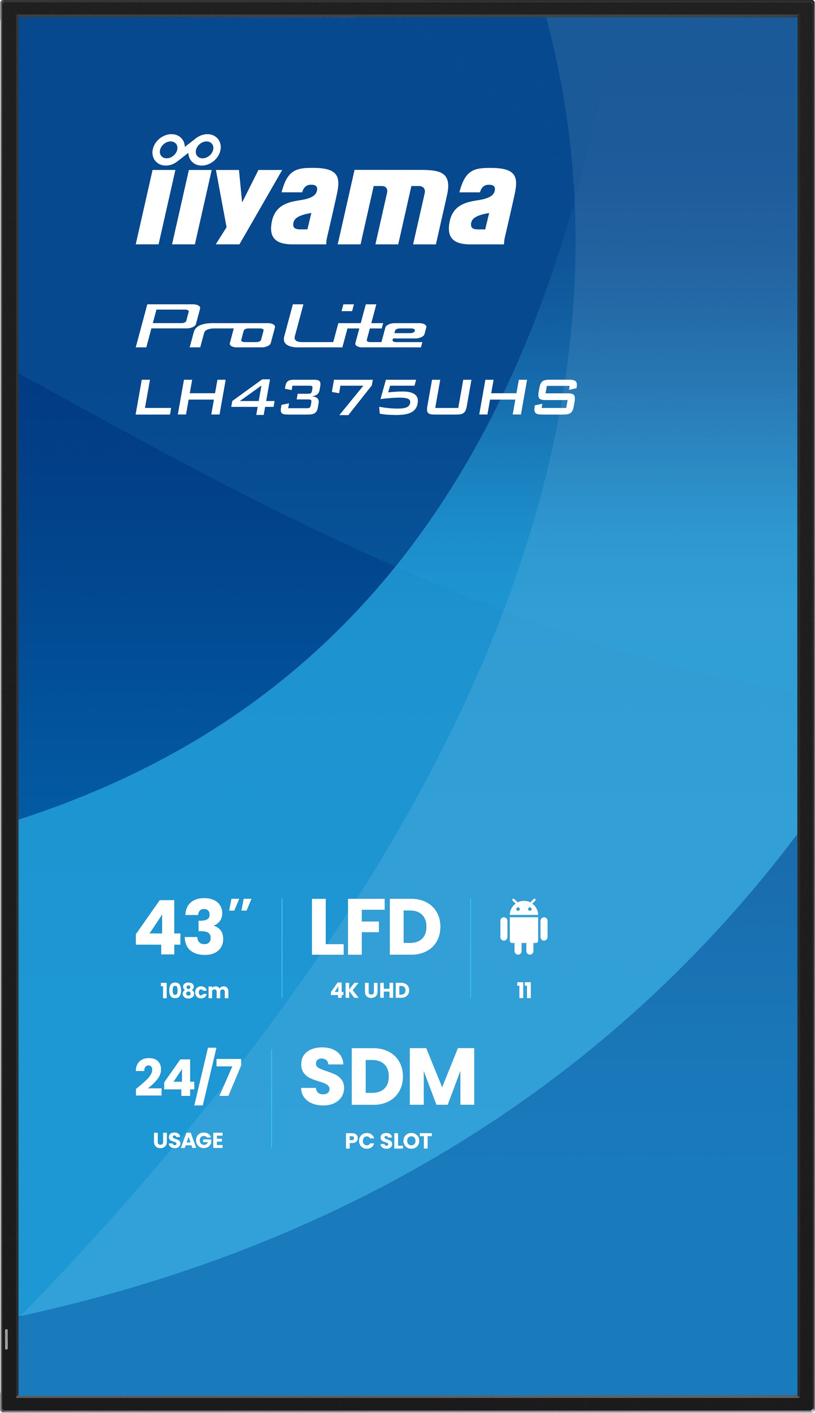 IIYAMA LH4375UHSB2AG 109,22cm 43Zoll 3840x2160 UHD IPS panel Haze 25Percent 500cdm Landscape and Portrait