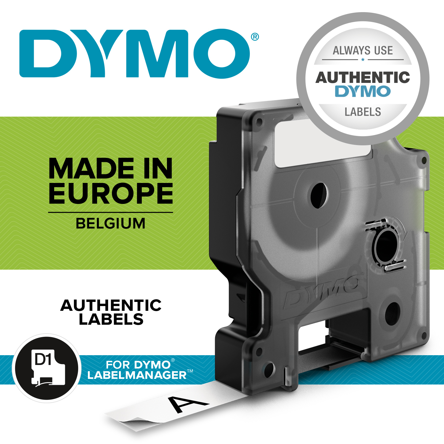Dymo D1 12mm x 7m Schwarz auf Weiß
