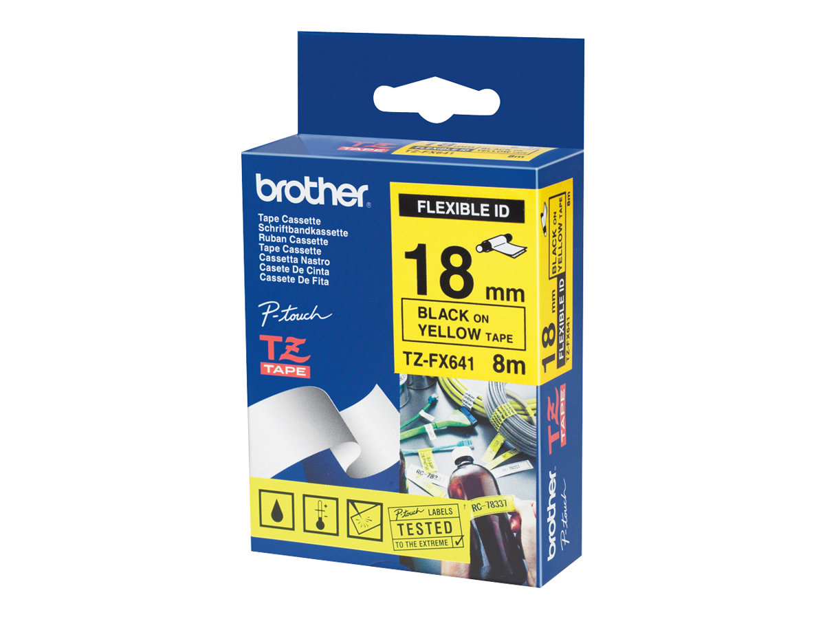 Brother TZe-FX641 Schwarz auf Gelb