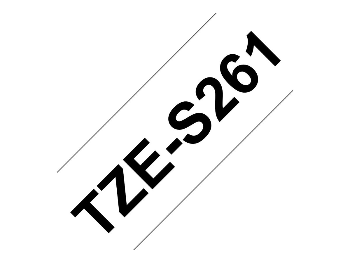 Brother TZe-S261 Schriftband 36mm Schwarz auf Weiß extra starker Klebstoff